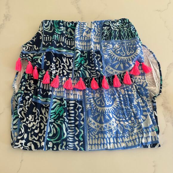 Lilly Pulitzer Meridian Deep Indigo Leied Back Tassel Midi Strapless Dress - Picture 1 of 9